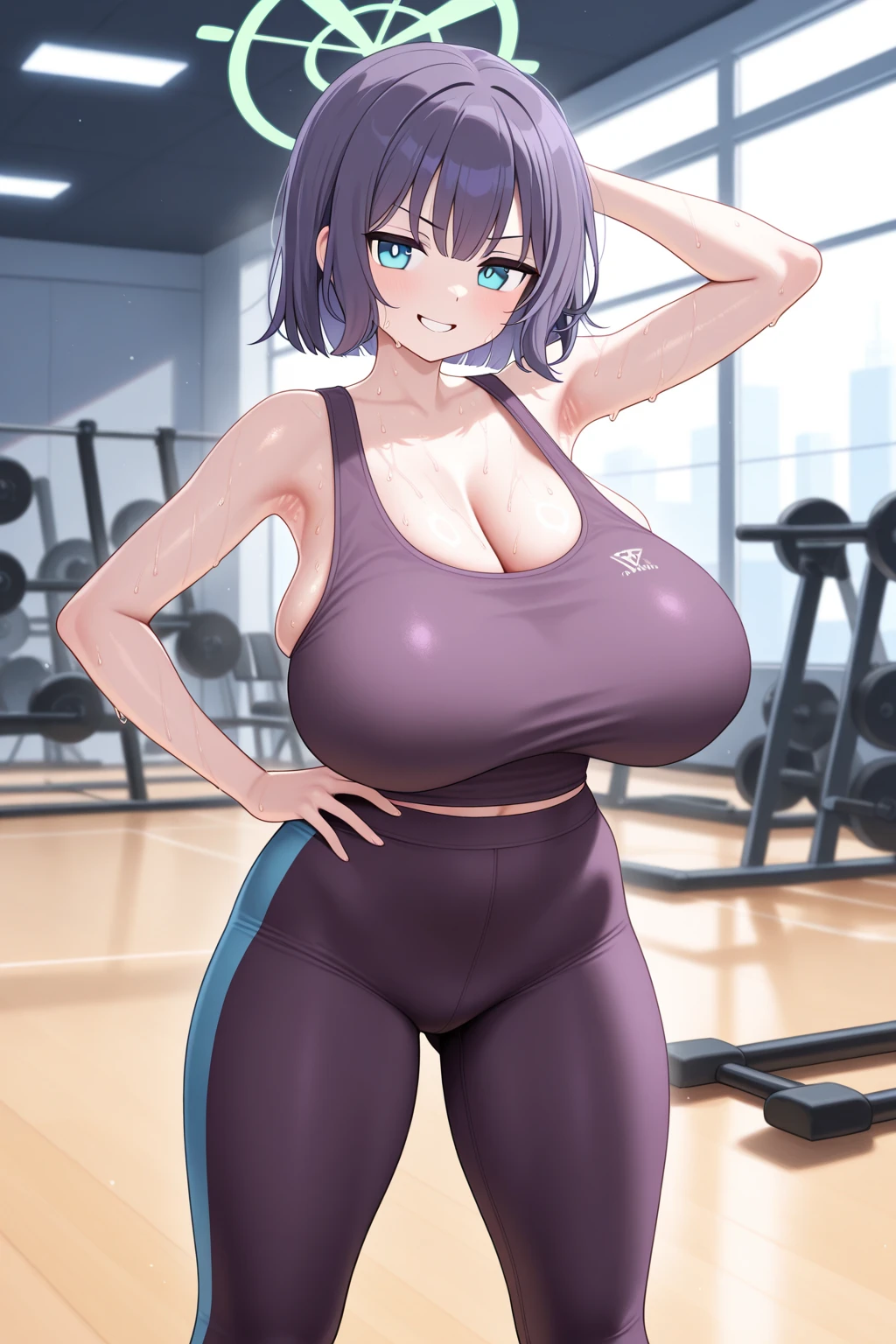gym, workout, hot, sweating, sweaty, tan, big , tan skin, flustered, blush, purple clothes, see thru, yoga pants, black hair, soaked, wet, naked , cleavage, running, running on treadmill, girl running on treadmill, in pain, painfull, running, sprintimg, running, curvy, purple yogapants, purple pants, ponytail, , bouncy breasts, curvy woman, abare, naked breasts , naked , milf, sexy older woman,abare, bouncing breasts, motion blur, large breasts, motion lines