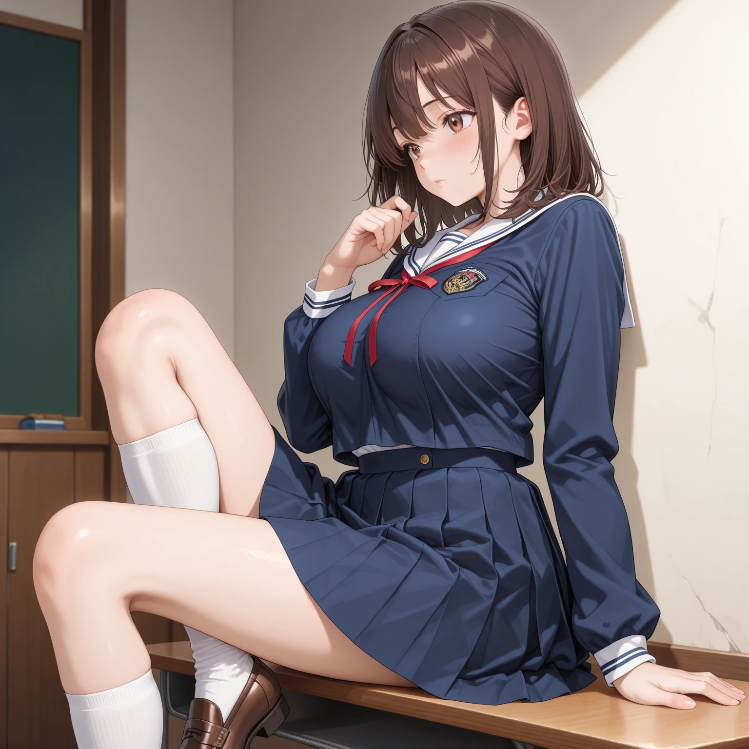 ((1girl)), ((Best Quality)), (Ultra-detailed), (extremely detailed CG unified 8k wallpaper), Highly detailed, High-definition raw color photos, Professional Photography, ((Beautiful big breasts)), Peanut butter brown hair, Amazing face and eyes, Pink eyes, (amazingly beautiful girl), School, (school uniform with open breasts), (See-through panties:1.2), cameltoe, sitting, (legs wide open),