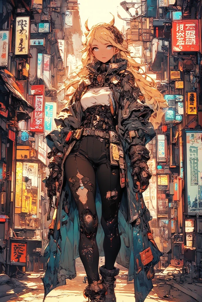 1 girl, Tokyo, concept art, full body, (masterpiece:1.2), (best quality:1.3), 1girl, standing, punk dark/Gold --auto --s2