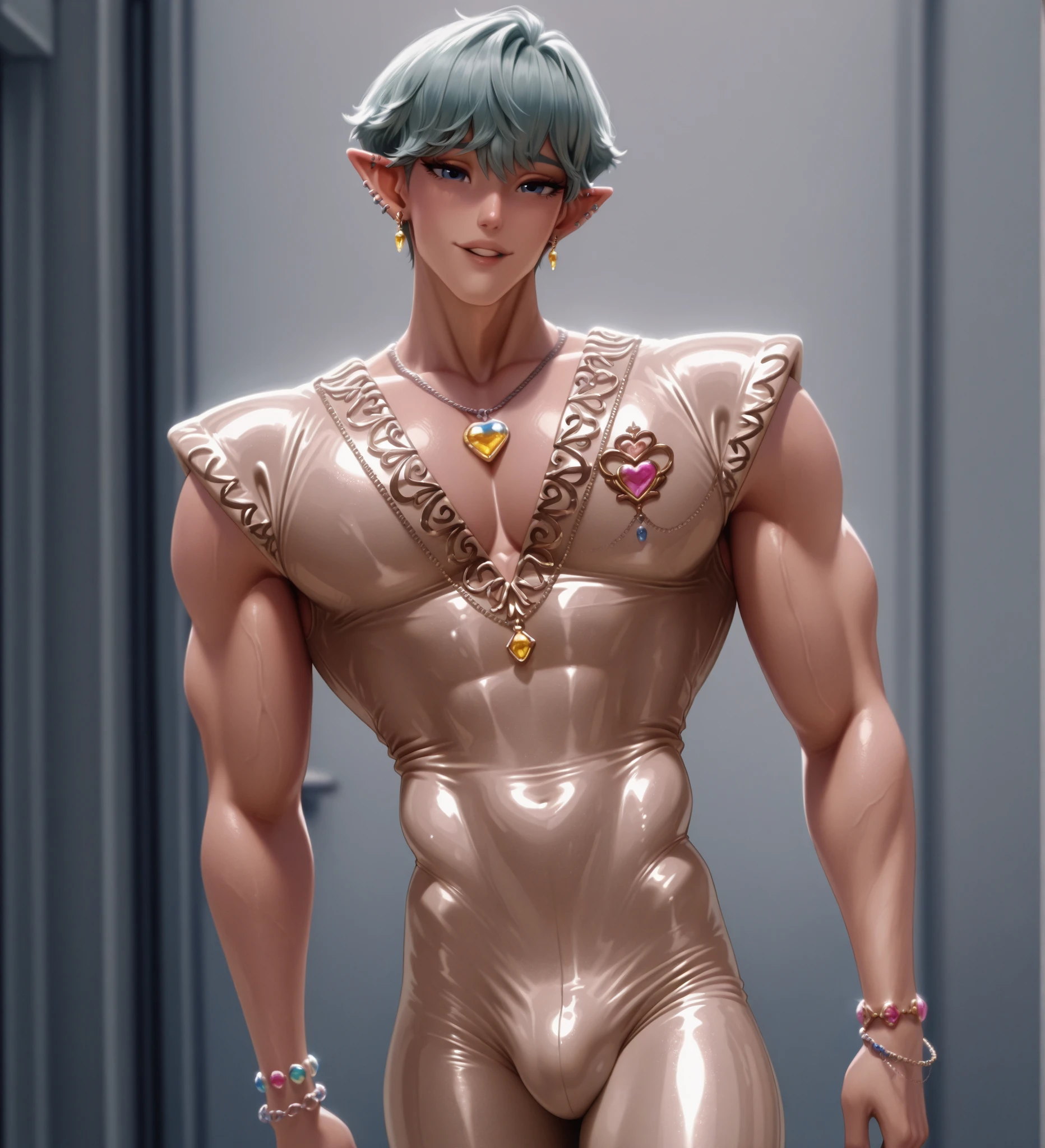 (((professionally rendered details, professionally created 3D details, professionally created details, professionally rendered cgi details, professionally rendered cinematic details))) (((<lora:trigger Link - damn sexy link:1>link))) (((short blonde hair,pointy ears,blue eyes, girly face, cute, femboy characteristics, full body visible, 1boy, solo, front view))) ((((((overmuscular body))))))