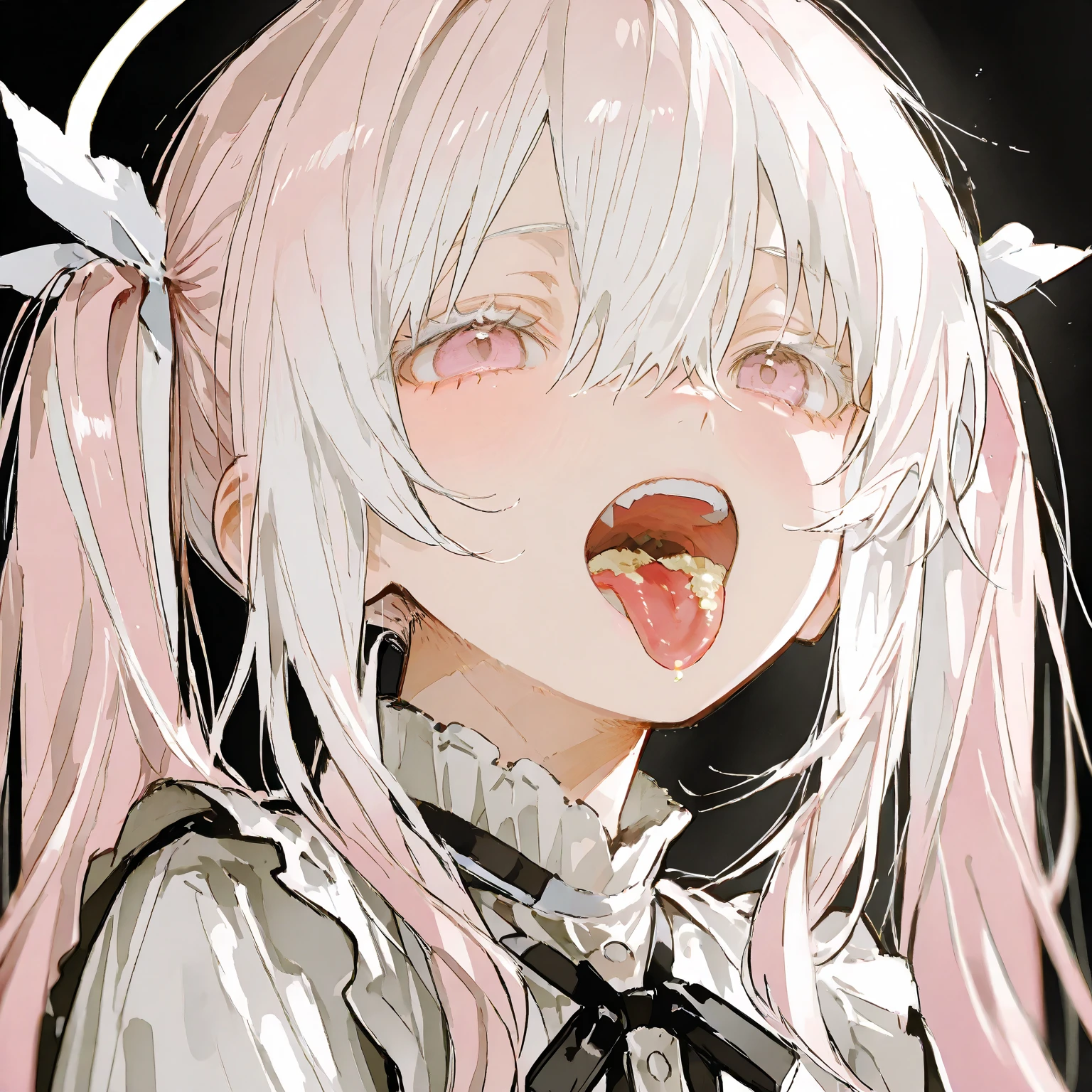 masterpiece, Best Quality, High resolution,, One girl, Open your mouth, Sticking out tongue,((A lot of semen in the mouth:1.6)),Completely naked、Small breasts、Full nudity、Realistic tongue、((Very long tongue:1.1)),((Semen in mouth))、((Flat chest:1.3))、((Lots of drooling:1.3)),((Grin:1.3)),Brat,Crouch down、Squat,Sexually provocative daughter,Put your hands on your face,Licking your fingers、((Ahegao))