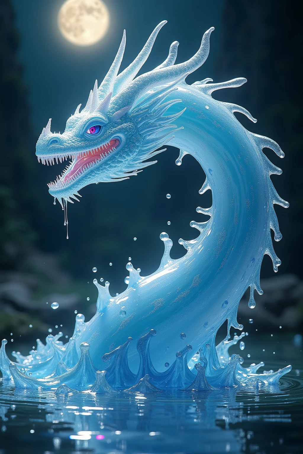 A dragon made of rain、Precision、delicate、Detailed、