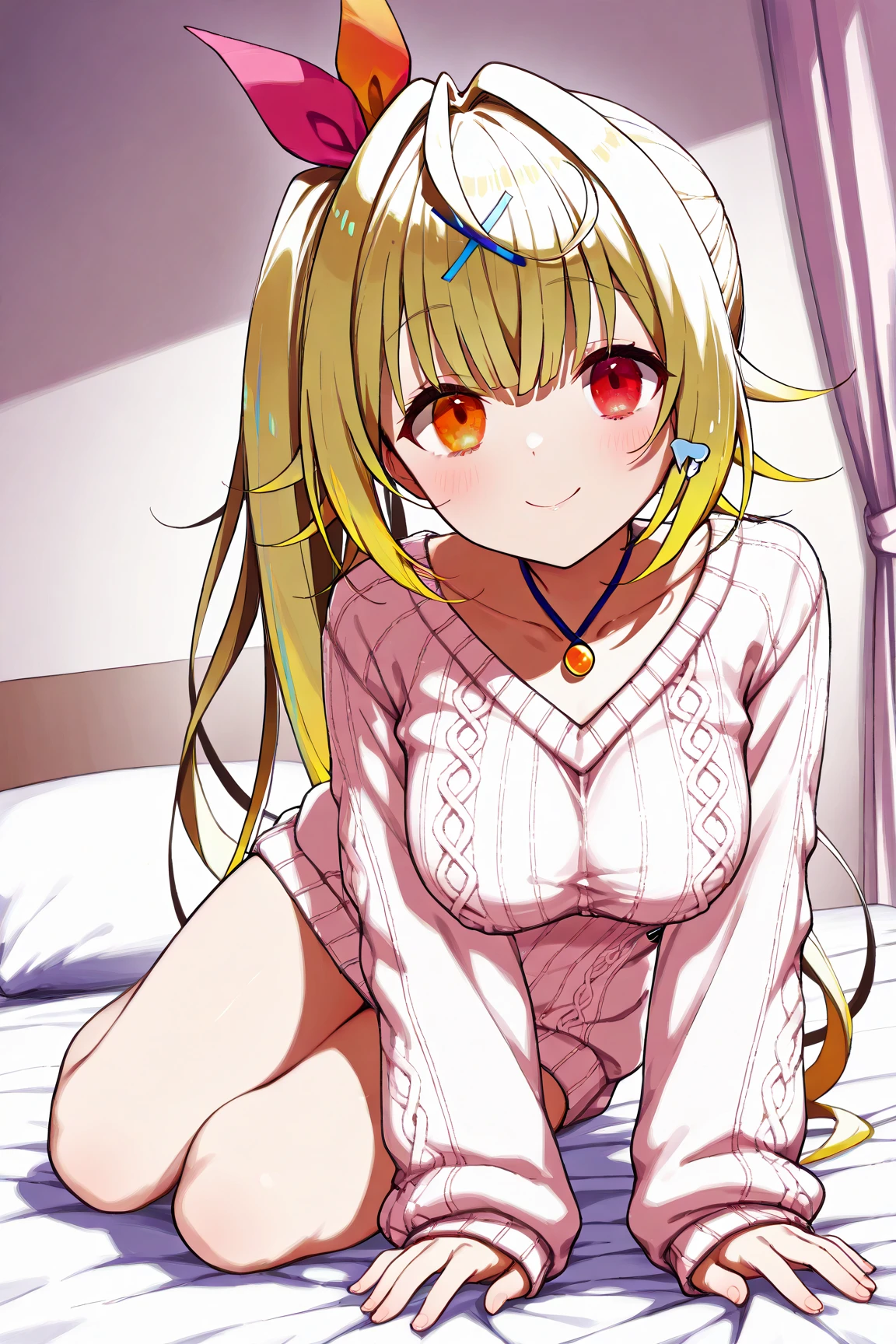 Kentaro Yabuki, love〜fart, ore_9, score_8_superior, score_7_superior BREAK ヤミ風髪留め
konjiki no yami, Red eyes, Blonde, Hair Intake, Long Hair, View your viewers, I feel,PortraitLegsOpen,Nurse uniform,Panties fully visible as you peer down, clothes lift