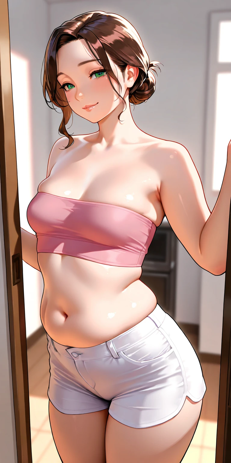 (masterpiece, Highest quality:1.2), One girl, Embarrassed, Short Hair, without 黒 sleeveless short vest，Pink Skirt
