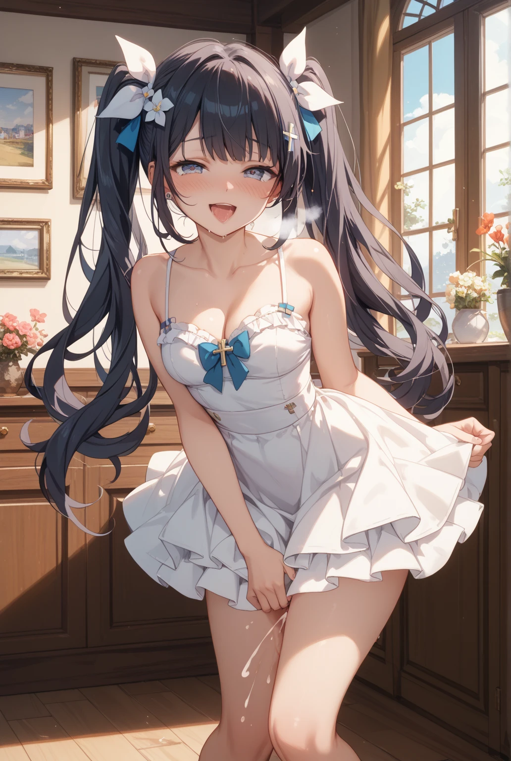 (6 years old)(1loli)(master detailed anime)(master quality)(RAW Photos))(8K)(Realistic, photo Realistic:1.2), ((Highest quality))(naked)(white bra)(white panty)(panty shot1.5)(Real human body),Perfect Anatomy)(Black Hair)(shine eyes)(Detailed eyes)(Detailed eyes)