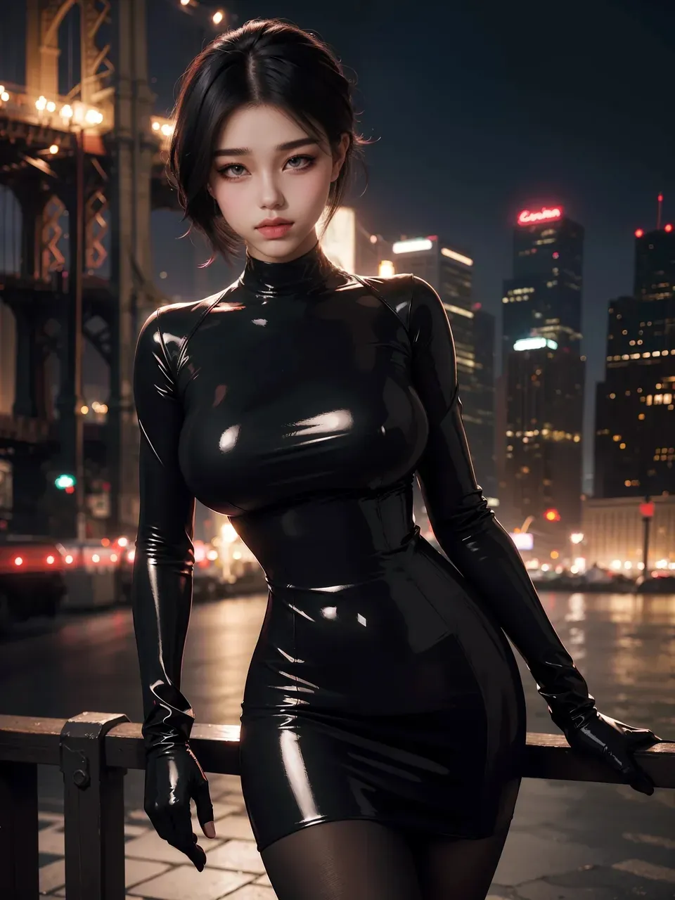 femele、1girl、extremely tight black latex catsuit、extremely large oversized breastig city building district、nattery wet、Very long hair、wetting hair、best qualtiy、The highest resolution、extremely realistic face、extremely realistic eyetremely heavy breasts、Very gigantic-breasttremely realistic clothing、A sexy、Very wet chest