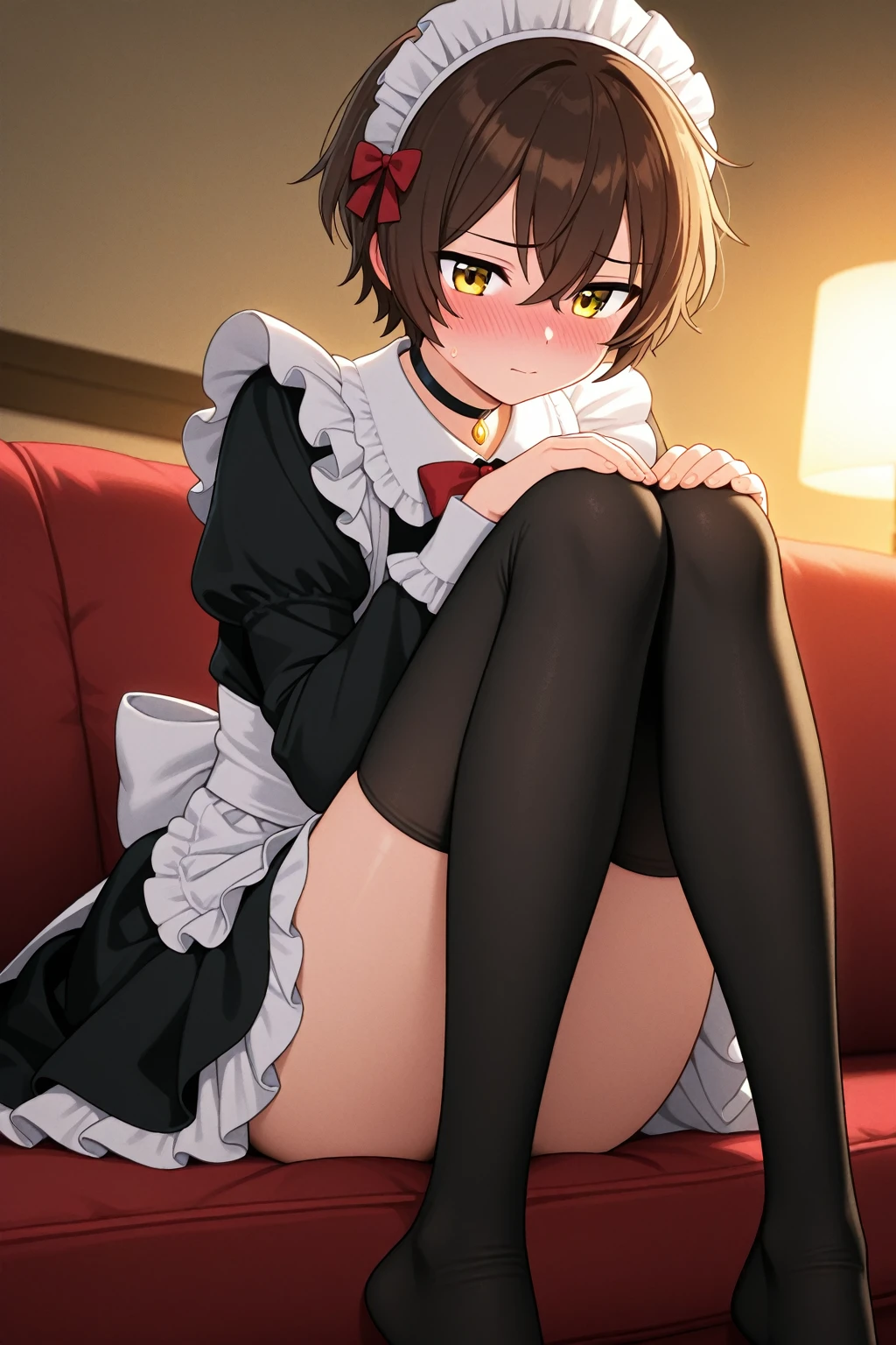 score_9, score_8_up, score_7_up, score_6_up, score_5_up, score_4_up, source_anime, detailed background, BREAK
AraragiTsukihi, 1girl, thighhighs, solo, dress, gloves, black dress, elbow gloves, black gloves, on bed, hand to own mouth, sitting, two-sided skirt, bed, looking at viewer, black thighhighs, sitting on bed, bare shoulders, sleeveless, hair between eyes, sleeveless dress, wariza, two-sided fabric, breasts, ribbon, hand between legs, no shoes, between legs, indoors, seiza
<lora:AraragiTsukihi_PD6XL:1>