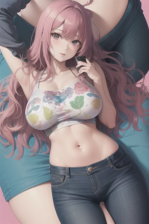 masterpiece, best quality, highly detailed, high resolution, expensive resolution, high resolution, 4k, 8k, uniform 8k wallpaper, highly detailed CG, masterpiece, 2d, 3d, beautiful details, depth, fine texture, best quality: 1.3, perfectly focused, crispy. skin, him, very cute anime girl, name is Mei, short twintails, idol, tank top, denim mini skirt, pink short twintails wearing expensive, mole under eye, looking at the viewer, expensive, blush, mole, parted lips, pink eyes, heart shaped choker, smiling face