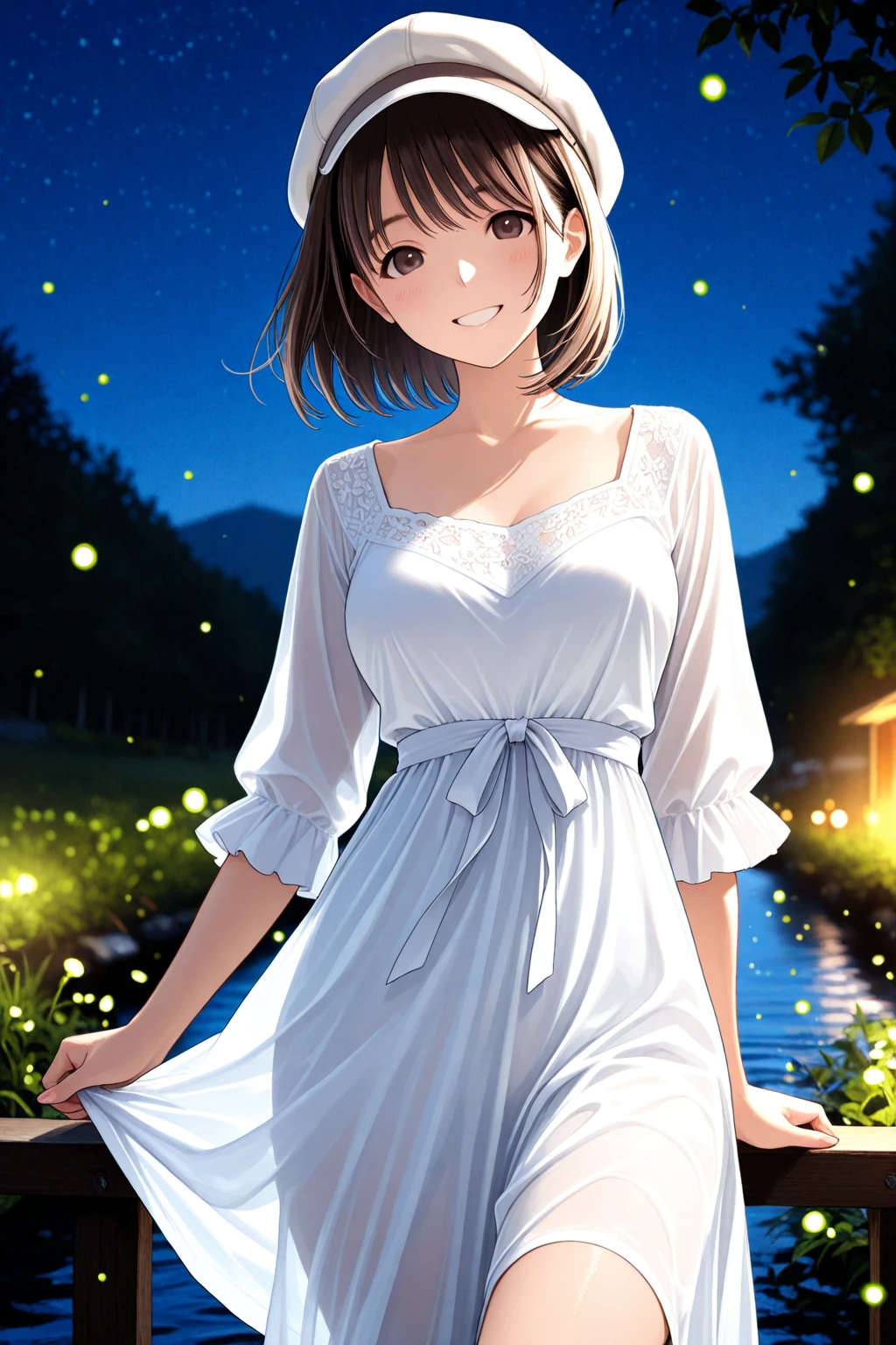 best quality,masterpiece,1girl,solo,(((9years old))),japanese girl,an extremely cute and beautiful girl,highly detailed beautiful face and eyes,petit,cute face,lovely face,baby face,shy smile,show teeth,black hair,medium short hair,flat chest,Hairless pussy,skinny,slender,(((wearing a very wet transparent white loose mini wedding dress))),(((in a flower garden))),she is looking at the viewer,(Clothes come off:1.2), brown hair, lips, hand on skirt(upskart:1.1),(no panties:1.1),(standing:1.3),(Legs spread wide:1.2),(Pussy short:1.2)