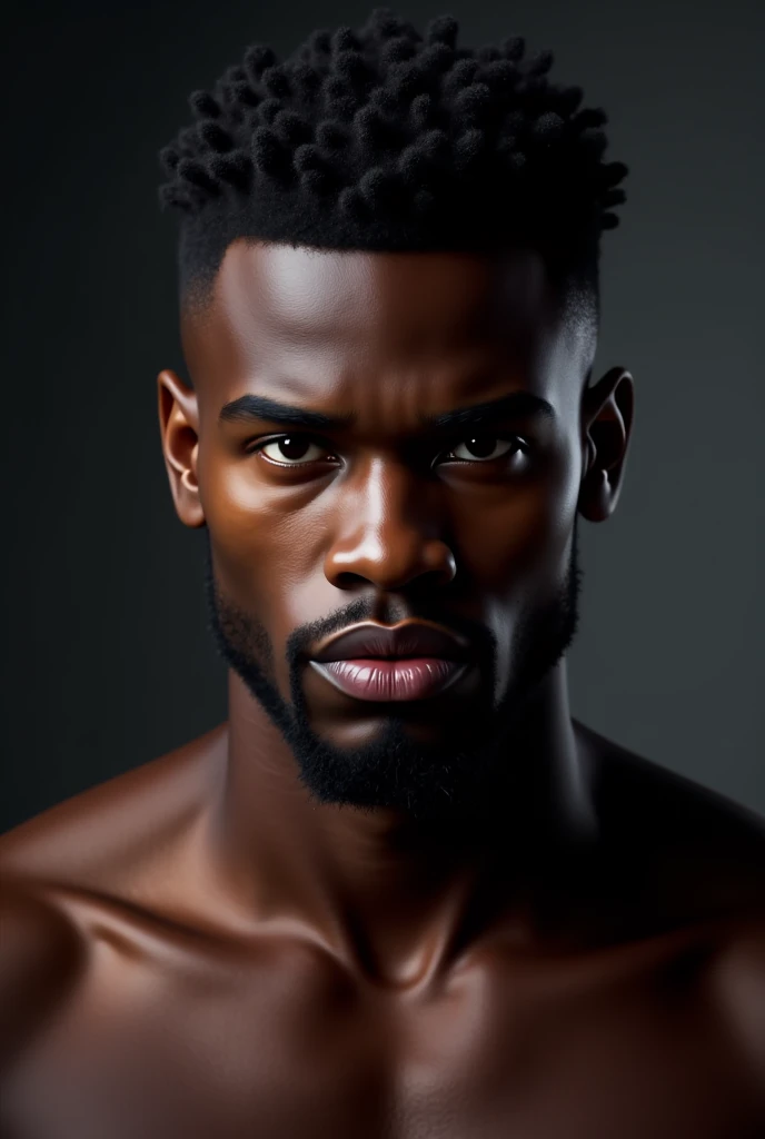 Handsome Black man, coffee color skin with greenish hue, unbelievably handsome , honey eyes, hyper realistic  facial details, golden ratio beauty, defined clothing ,haute couture style clothing, short light brown hair, shaved at temples, hd crisp, cannon 6d, wide angle camera, full body shot, frontal view,  concept art,masterpiece, anatomically perfect, photorealistic, complimentary light, looking at the camera