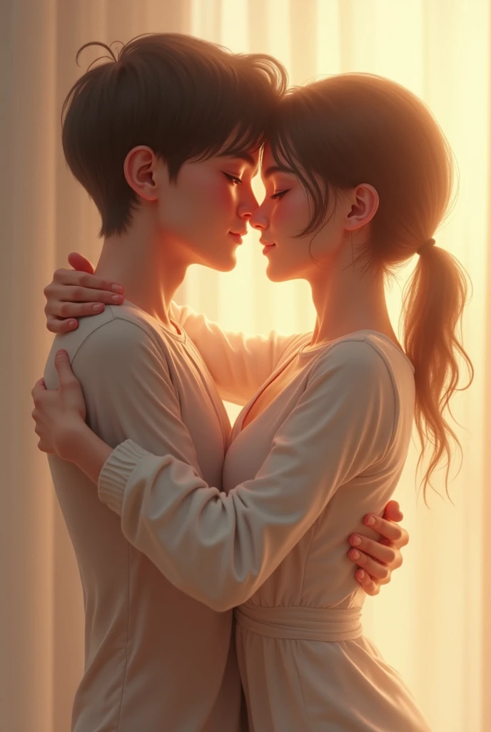 Cute korean gay couple bottom in mini skirt sitting on top of husband 
Both should be guys