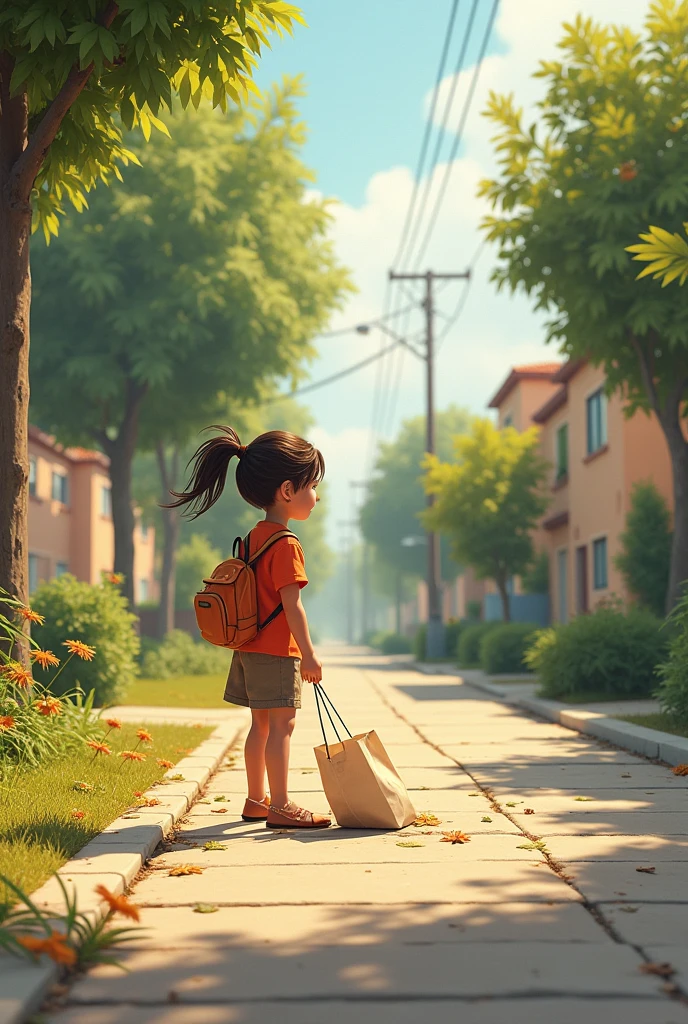 girl with autism playing alone (schoolyard)