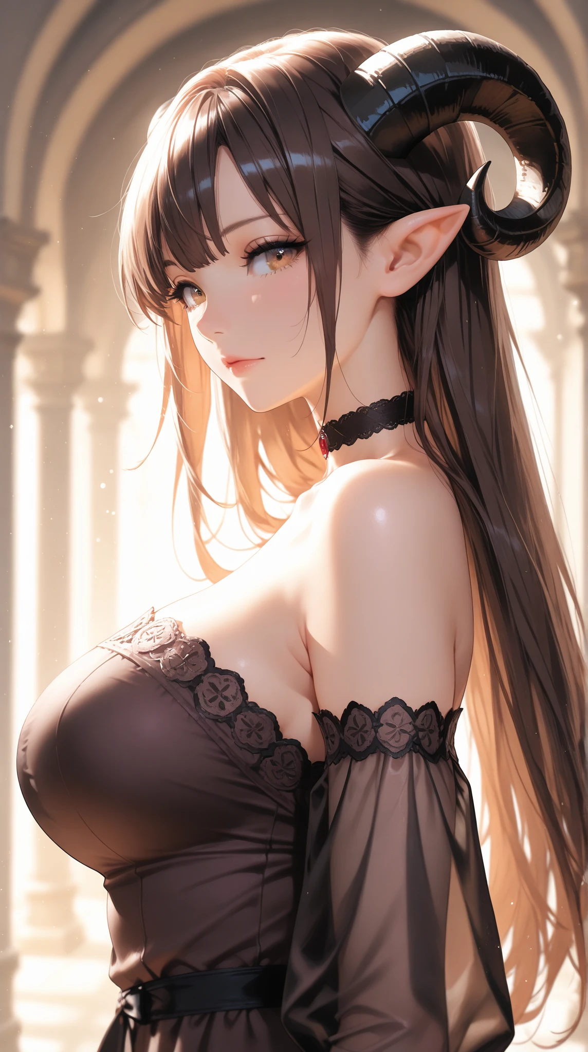 randome pose,From below,(Cinematic scene,Fantasy Art,Highest image quality,hyperrealistic portrait,(8K),Ultra-realistic,Best Quality,High quality,High Definition,high quality texture,high detailing,Beautiful detailed,fine detailed,extremely details CG,Detailed texture,realistic representation of face,masutepiece,presence,Dynamic,Bold),Ultra detailed skin,(Curve,Petite),Beautiful breasts,(Large breasts:1.2),pale skin,pointed breast,Erect nipples,(super thin hair),(ultra soft hair),(ultra straight hair),Swept long bangs,very light coppery amber hair,Hair over one eye,Short hair
