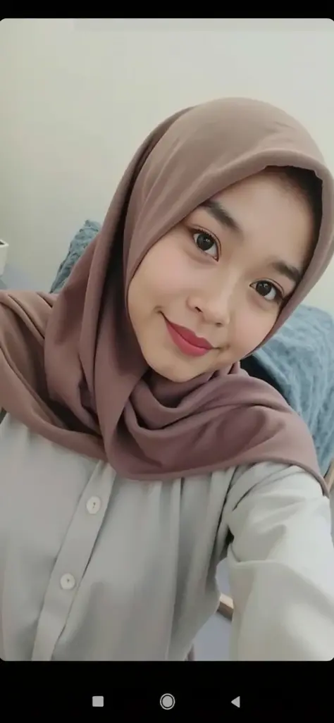 Bare shoulders with full breasts, ( red hijab)), (( no hair exposed ))