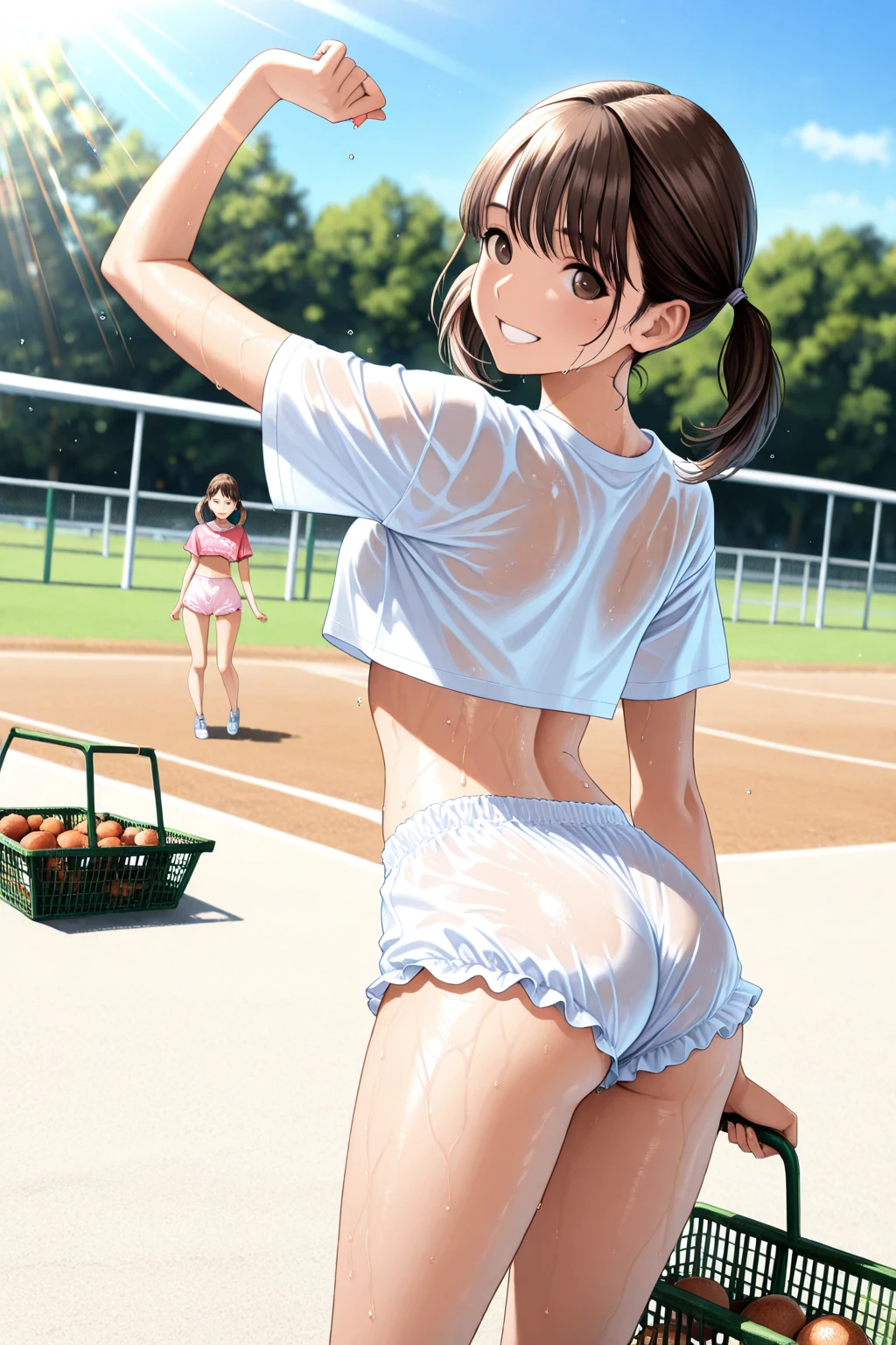 ((masterpeice, best quality)) perfect face, cinematic lighting, 1girl, solo, pool water, (tanned skin:1.2), (japanese school pool), (ponytail), (brown hair, purple eyes:0.7), one peice swimsuit, barefoot, big breast, (squirting, Peeing urine from her, urine, peeing:1.2) perfect face, beautiful face, beautiful eyes, (rib, slim body:1.3), wearing swim cap, looking at viewer, blush, red faced, (spread legs), wet swimsuit, accurate body parts, see-through