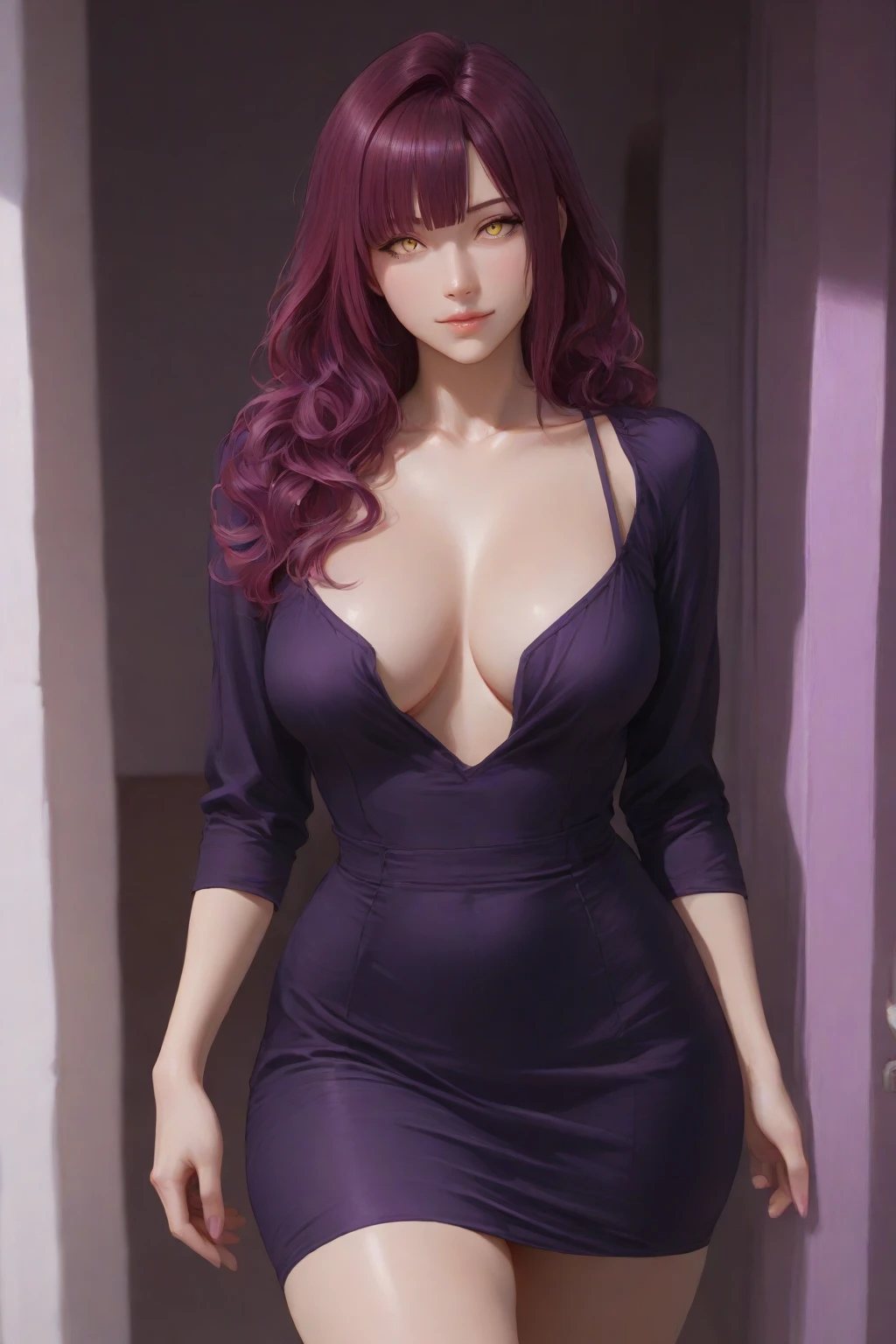 Nude big-breasted woman with long hair realistic