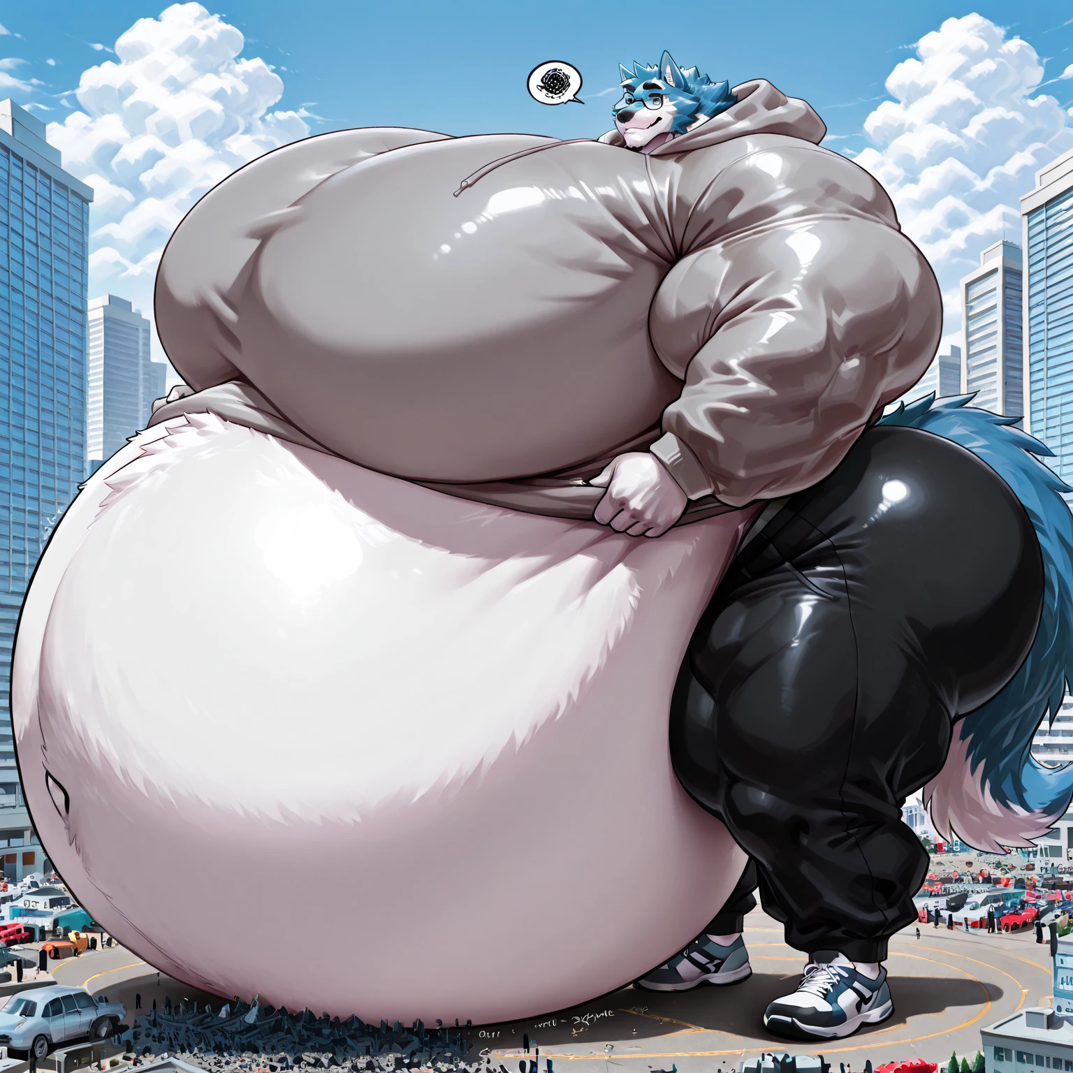 4k, high resolution, best quality, perfect lightning, perfect, solo, anthro, young, boy,white wolf:2.0, furry body, (fluffy mane:1.2), fluffy tail, male, adult, (bulky2:0, thick muscles2:0, huge muscles:2.0, hyper muscles:2.0), (thick biceps, veiny biceps, broad shoulders:2.0), (thick legs, thick calves:1.1), (digitigrade legs, 4 toes:1.2), perfect colors, (photorealistic fur, detailed fur, epic, masterpiece), (suggestive posing:1.2), (seductive smile, lustful grin 1.3), detailed city alley,detailed wolf eyes:2.0, by k0suna, by darkgem,nipple ring,hyper arms:2.0,veins,white body,white fur,hyper butt:2.0,hyper paws:2.0,standing,thick legs,thick butts:2.0,sweat body:2.0,massive butt:2.0,black hat,hyper ass:2.0,huge ass,long legs,juicy butt:2.0,butt like a wall ,butt with colorful patterns:2.0,wide butt,hyper wide butt,heavy butt:0.2,thick butt:0.7,hyper huge butt