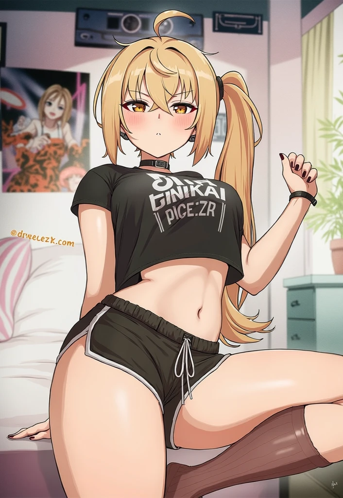 Female student、Gal、Side Ponytail、Colorful manicure、Low - Angle、Leopard print panties、Blonde、Party people、Panties in full view、Gal化粧、Squat with your legs apart、Heavy makeup、mascara、Dark eyeshadow、teenager、Brown skin tone、Push your hips forward、Push one's groin forward、Beautiful woman、Very thick thighs、Unbuttoned shirt、loose socks、Scrunchie、Acme Face、Best image quality、High resolution、masterpiece、super high quality、Squat with your legs apart、Thick pubic hair、Screaming orgasm face、Leopard print panties、Leopard print bra、Very big ass、Very large breasts 、Blushing、4K quality、Blushing、Cry of ecstasy、Sweaty all over、Heavy breathing、Cowboy Shot、Cowboy Shot、{highest quality}, {so beautiful}, {Super detailed}, {Best illustrations}, Browsing Caution,