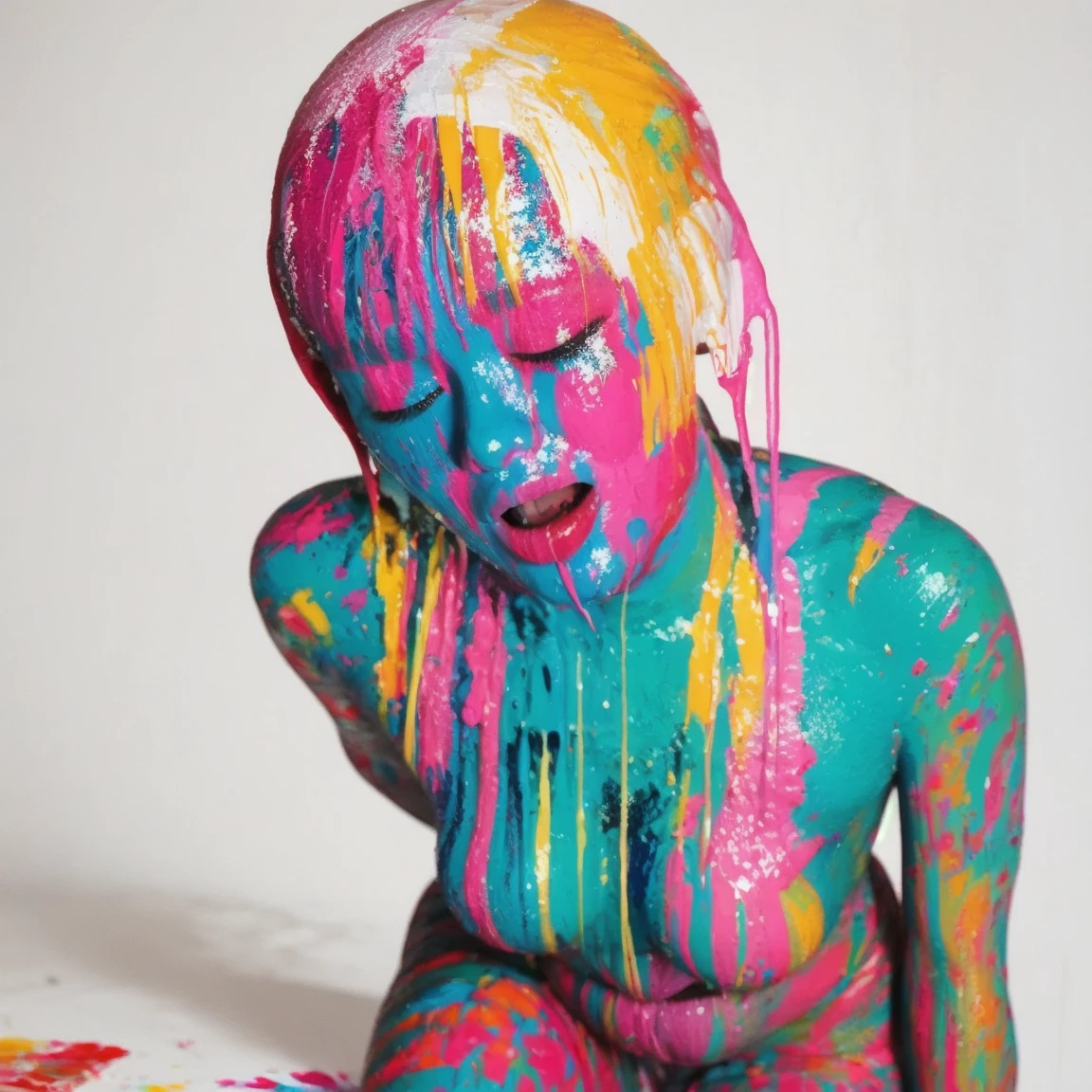 graffiti, scribble, Cartoon by Petra Cortright, Highest quality, masterpiece, Representative works, Official Art, Professional, Super intricate details, 8K, Nude, naked, 1girl, seductive