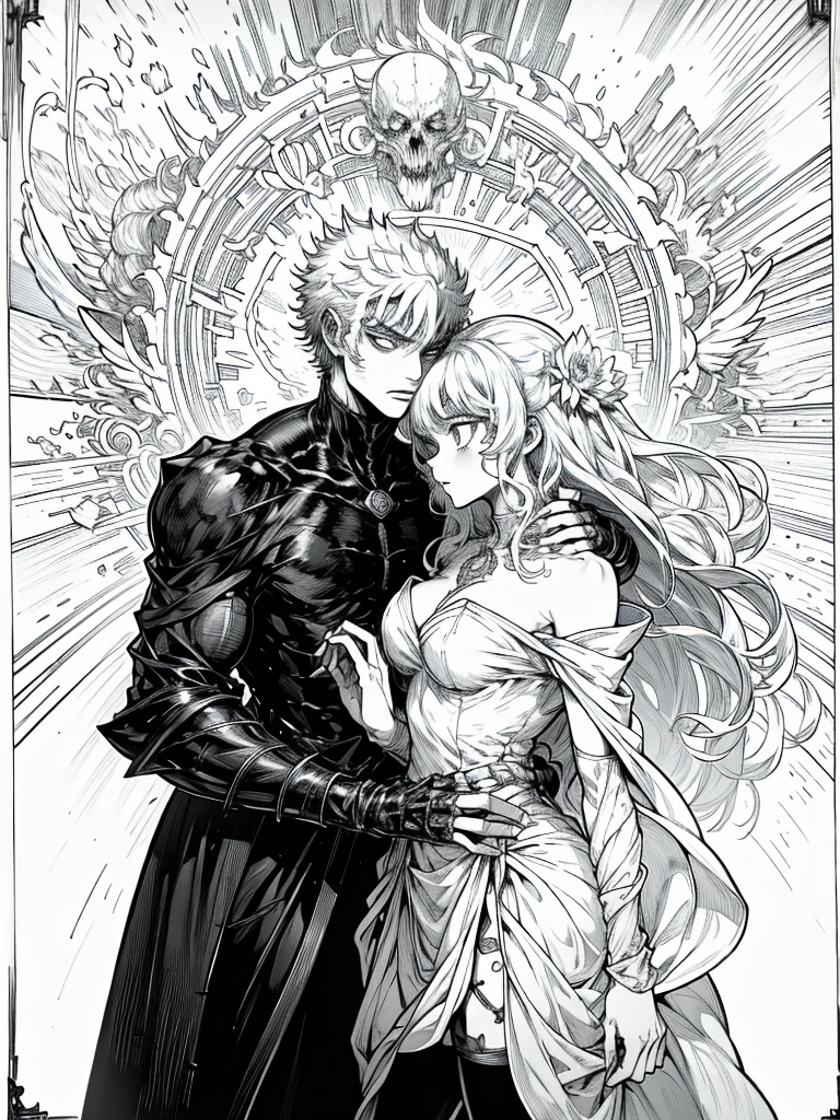 European portrait, portrait of a European man and European woman gazing affectionately at each other, couple art, ((beautiful woman, angelic woman, woman with wings on back, angel wings, long wavy hair, individual hair curls, feminine, attractive, blonde,)) , ((lean muscular man, short straight blonde hair that covers half his face, curly eyebrow, Sanji, sanji2, Sanji from one piece) romantic, nude, naked, romantic embrace, loving gaze, nsfw, full body image, detailed faces, woman straddling man, woman giving man blowjob, sex act, blowjob, cock worship, 
Art by Alphonse Mucha, sketch, character lines and scenes without colors and shadows.
(Masterpiece, Best Quality, Highres:1.4), Detailed, Intricate Details, 4K, color splashes, line art, fibonacci,