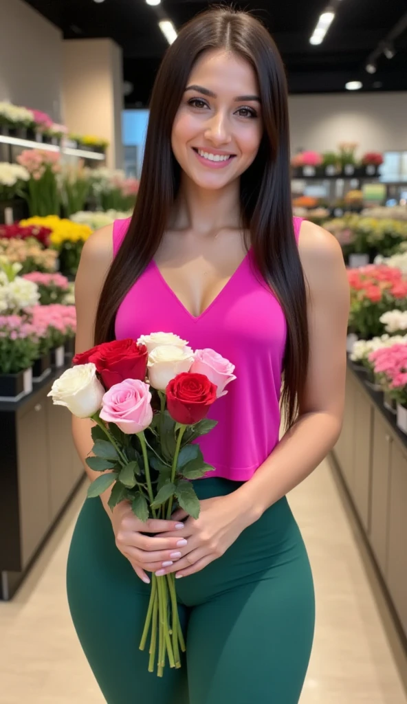 a beautiful naked woman, perfect body, huge tits, smiles mischievously at the camera, you can see her full body, she is in a garden holding a bouquet of flowers, detailed face, long eyelashes, detailed eyes and lips, detailed skin, detailed hands, detailed flowers, natural lighting, photorealistic, 8k, high quality, intricate details, vibrant colors, warm color palette, cinematic lighting, award-winning photography