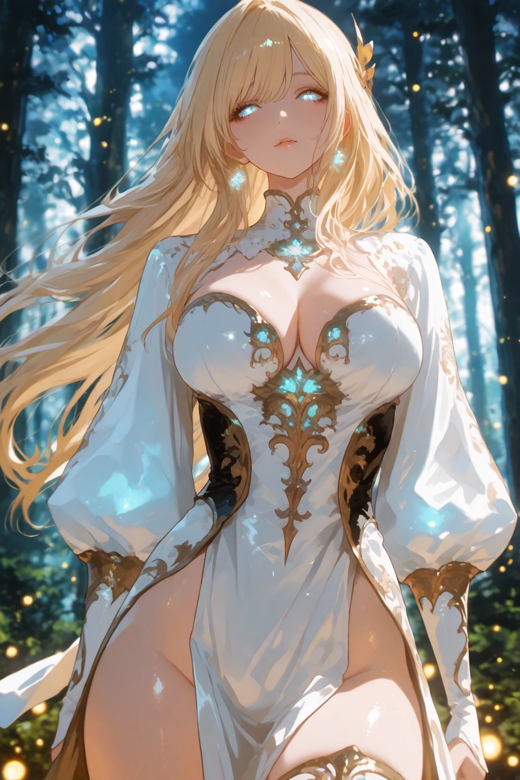 Beautiful Elf Woman, beautiful eyes, friendly smile、happy
Beautiful white dress - Gentle colors
Light Blonde smile forest magic Masterpiece Night Starry Sky Magic sexy, extremely beautiful 22歳 Big Breasts Beautiful Eyes、Beautiful eyes Art Nouveau Mild atmosphere エルフの国 Fantasy flower UHD