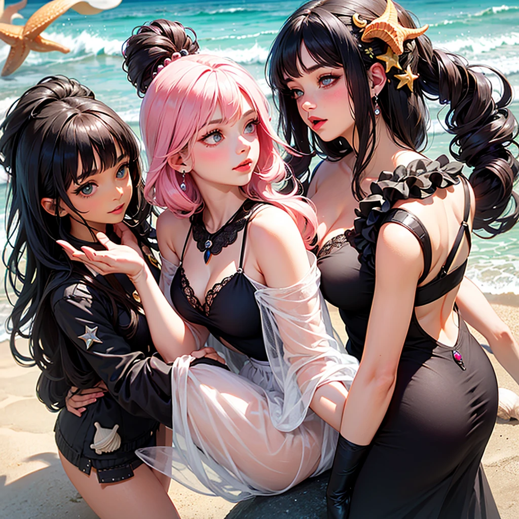 (A MILF) Smooth purple hair (eye glass) (Chinese Idol) Whip whip ((bright red lips)) Contemptuous gaze Glossy metallic blue china long dress Black stockings (Standing in the sea at night while looking at the moon) (I have a blue glowing lightsaber that looks like Star Wars). Portrait Low angle shooting
