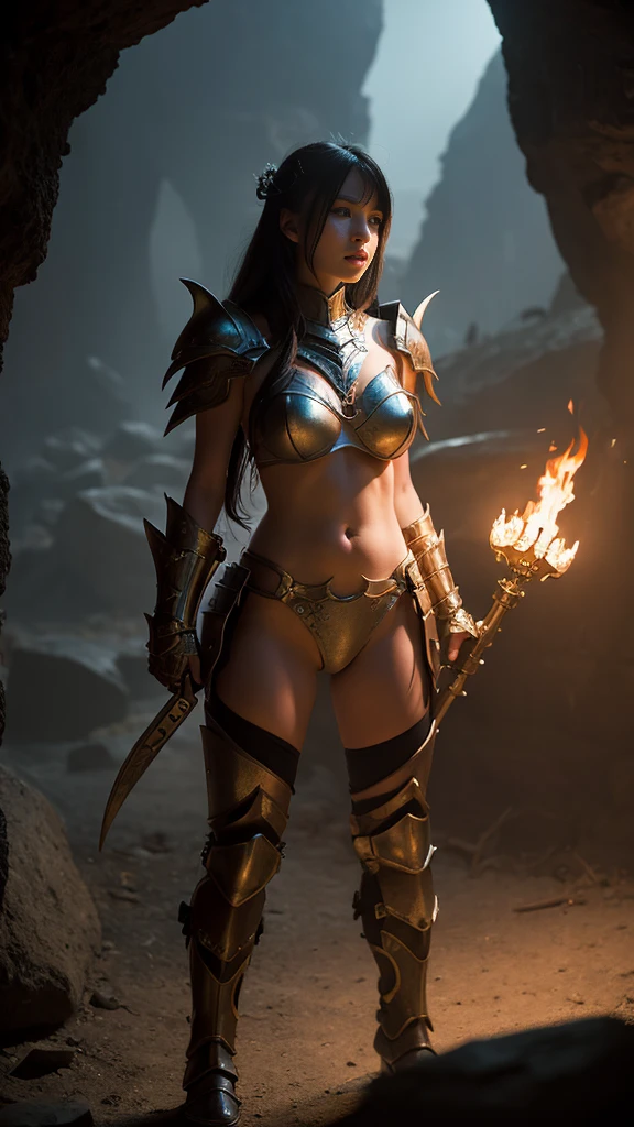 top-quality、​masterpiece、超A high resolution、(Photorealsitic:1.4)、Raw photo、女の子1人、（heavy breasts）、glowy skin、(((detailed beautiful faces)))、With a beautiful sword and shield、（Gorgeous Silver Bikini Armor、(((Random hair))),(((Beautiful legs))),(Kobold、ogre、Fierce battle with orcs),（Colossal tits）、Seductive look、(Background of decaying dungeon ruins)、（Ultimate Beauty）、（Detailed and realistic beauty face）、(Fighting Demonic Beasts)、(Small LED)、((super realistic details))、portlate、(Strong giant demon beast background),globalillumination、Shadow、octan render、8K、ultrasharp、Colossal 、Raw skin is exposed in cleavage、metals、Details of complex ornaments、Japan details、highly intricate detail、Realistic light、(Mystical expression),CGSoation Trends、Red Eyes、radiant eyes、Facing the camera)、Gundam、Small LED、Toostock、（Gold Micro Bikini）、（Attack of the Monster Beasticro Bikini Armor）、Toostock、Toostock、thick thighs, curvy waist, thick thighs, sitting, legs crossed 