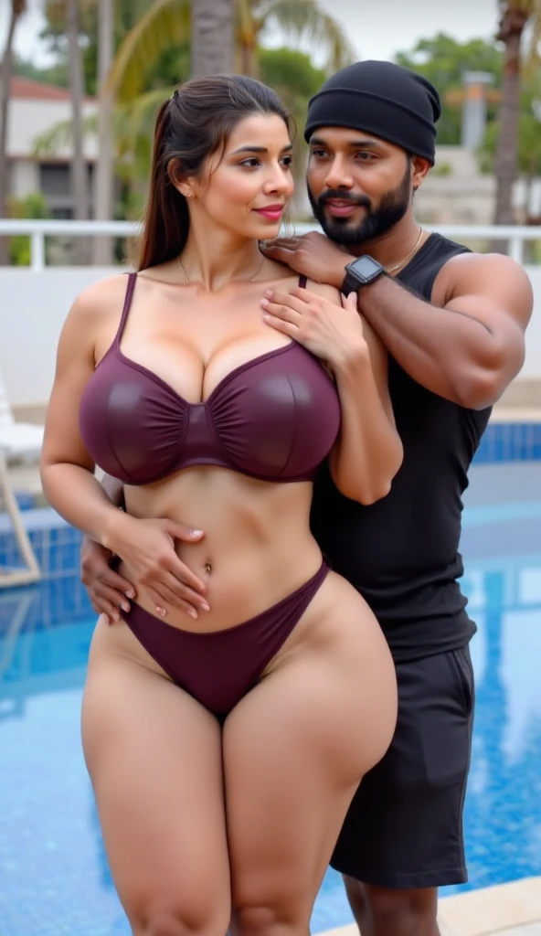 spandex top, (big giant enormous oversized massive huge colossal breasts:1.5), (gigantic sagging breasts:1.5), (very long thick full hair), (extremely long hair), symmetric breasts, wavy hair