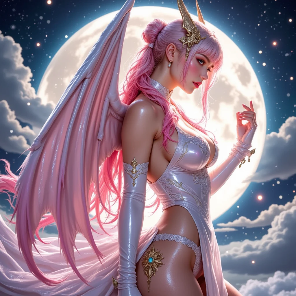 A young 15- yr old native Australian girl with lovely charming face,( pale skin texture masterpiece), (smiling with exposed teeths showing)(perfect full body detailed anatomy), (Super accessories detailed), (meditating ), (perfect detailed bright sparkling eyes),( short wavy braided illuminating pink crystalized hair),((expose big hard erect nipples))(( exposed panty ))((legs wide open showing pussy line))(( Wearing transparent illuminating costume of an witch)),holding a treasure broom (( illuminating different lights covering the sorrounding atmosphere)) Has beautiful large white wings, The character solemnly praying, 7 different perspective view of that same girl & face profile sheet character style