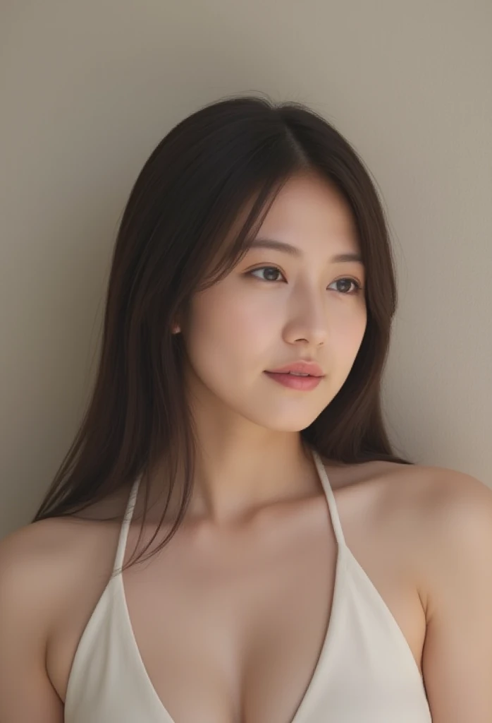 (Model shooting style), (shy), Japanese actress,1 person,Beautiful mature woman with long wavy hair, She is attractive, sexy, 超High resolution,(Realistic:1.4), ((最high quality)), ((masterpiece)), (Familiar),Smooth lighting,(Rembrandt Lighting), ARRI Lens,8k,uhd,ARRI ALEXA 35, Dramatic Rim Light, high quality,Very delicate and beautiful, 素晴らしいmasterpiece, Very detailed, High resolution,Best Shot, Best Shadow,Complex,Sharp focus, Focus distance 100mmf/2.8,high quality, Japanese women, alone.cute, Lens flare,Beautiful breasts,Cool eyes,Glossy Lips,An ennui smile,Glowing Skin,Clear Skin, Well-formed face, sexyな目, Toned body, Confusion and expectations, Sexual premonition, lustrous,Sparkling Eyes,Vivid Rouge,Japanese women、so beautiful、Beautiful Skin,Cleavage,