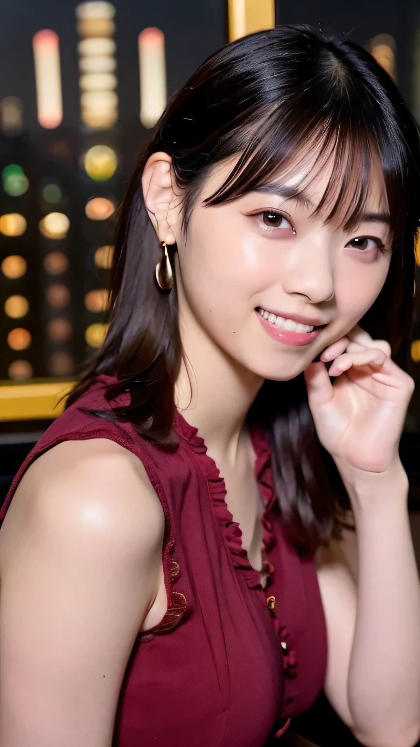 there is a woman that is smiling and wearing a gold dress, chiho, aya takano, portrait of jossi of blackpink, cindy avelino, gemma chen, harumi, very very low quality picture, low quality photo, natsumi mukai artwrok, janice sung, yukii morita, lalisa manobal, tzuyu from twice