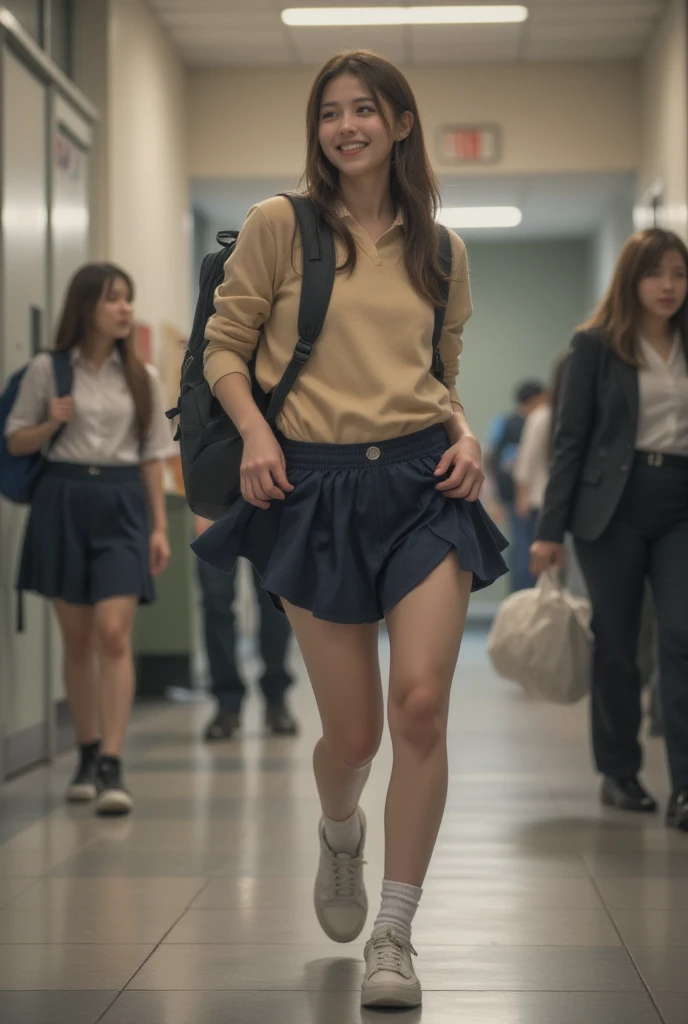 Female teacher pees in group photo、When taking a group photo with many students, only the female teacher pees、There are many students behind the female teacher.、The students are facing the same direction as the female teacher、Urinary incontinence、peeing herself、A lot of pee、From below、White Suit、White Mini Skirt、White High Heels、Perfect figure、Extremely beautiful、Peeing while standing upright、Steam rising from the pee、Female teacher is embarrassed、Many students are looking at the female teacher