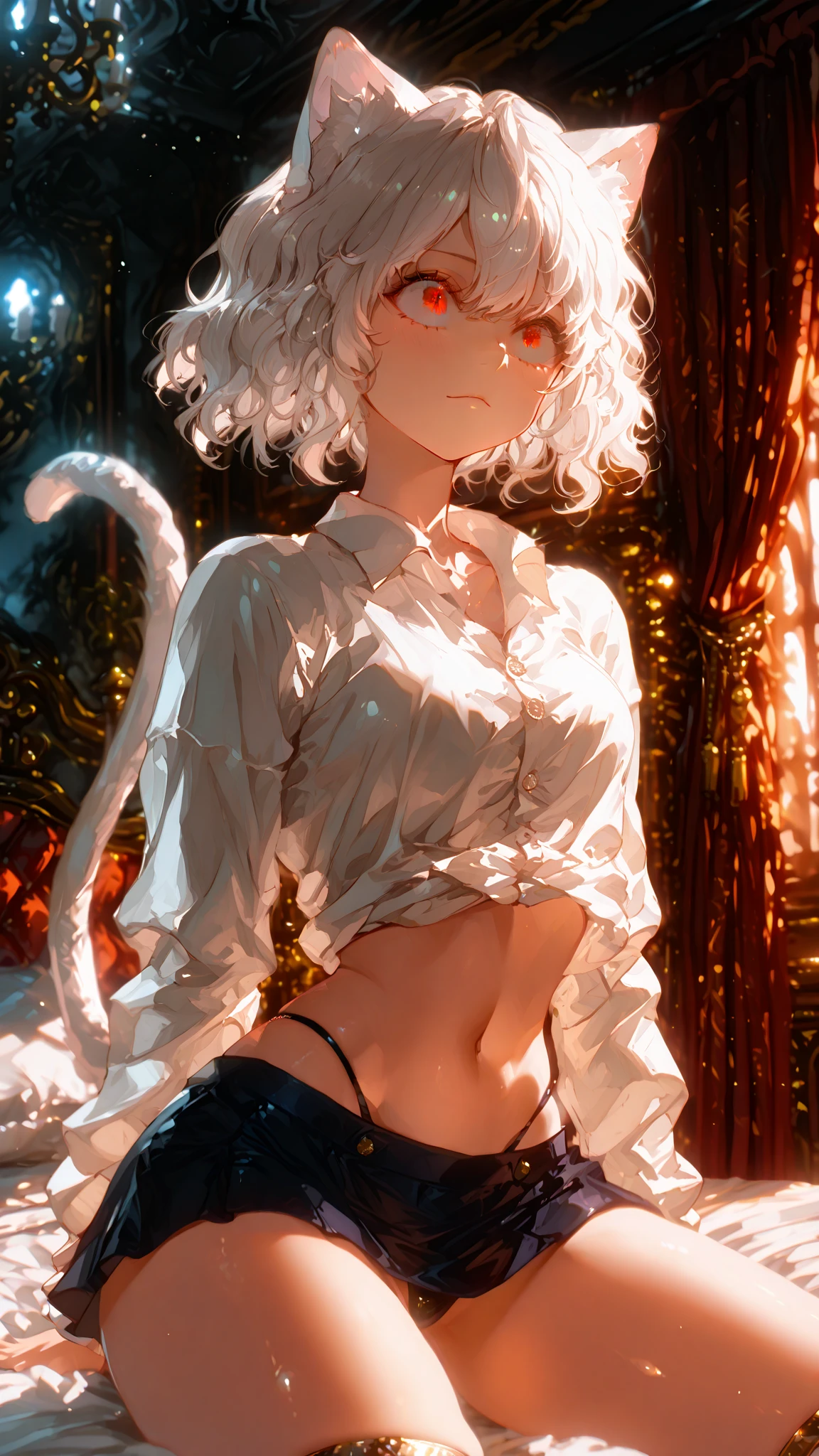 1girl, y'shtola, miqo'te, tail, medieval princess, pondering over high castle balcony, (looking outside, looking afar:1.2),(from behind:1.1), head back,  shoulder blades, (bare back, bare shoulders:1.2), large medieval town, hands on balcony, silk clothes, cloudy sky , volumetric lighting,  beautiful, masterpiece, high quality, realistic    <lora:yshtolaFFXIV_v1:0.7>