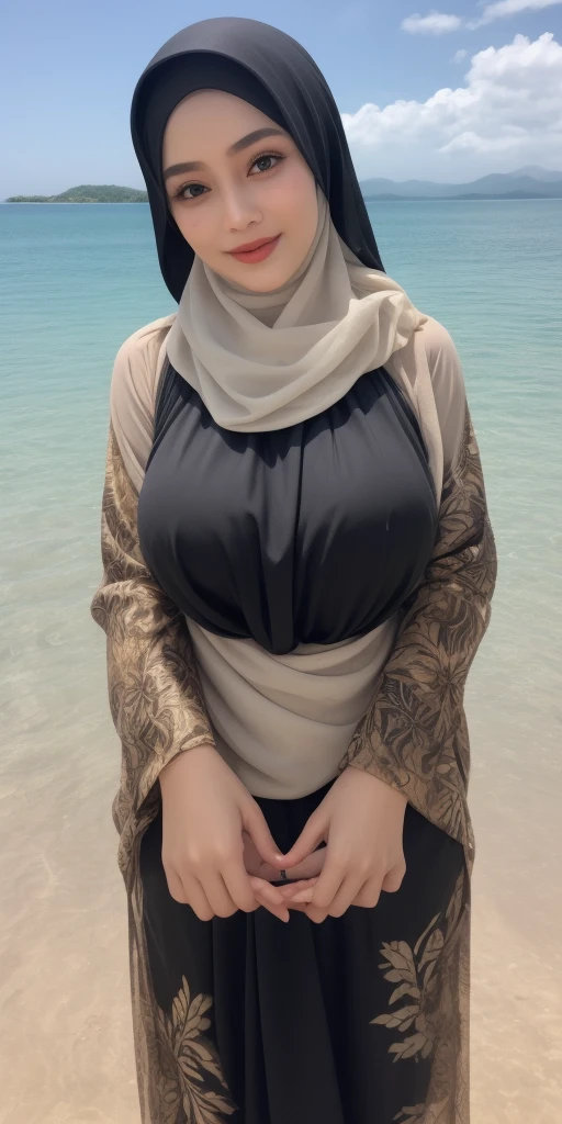 (masterpiece, best quality:1.2), 1girl, solo ,hijab, big breast, full body, curvy body