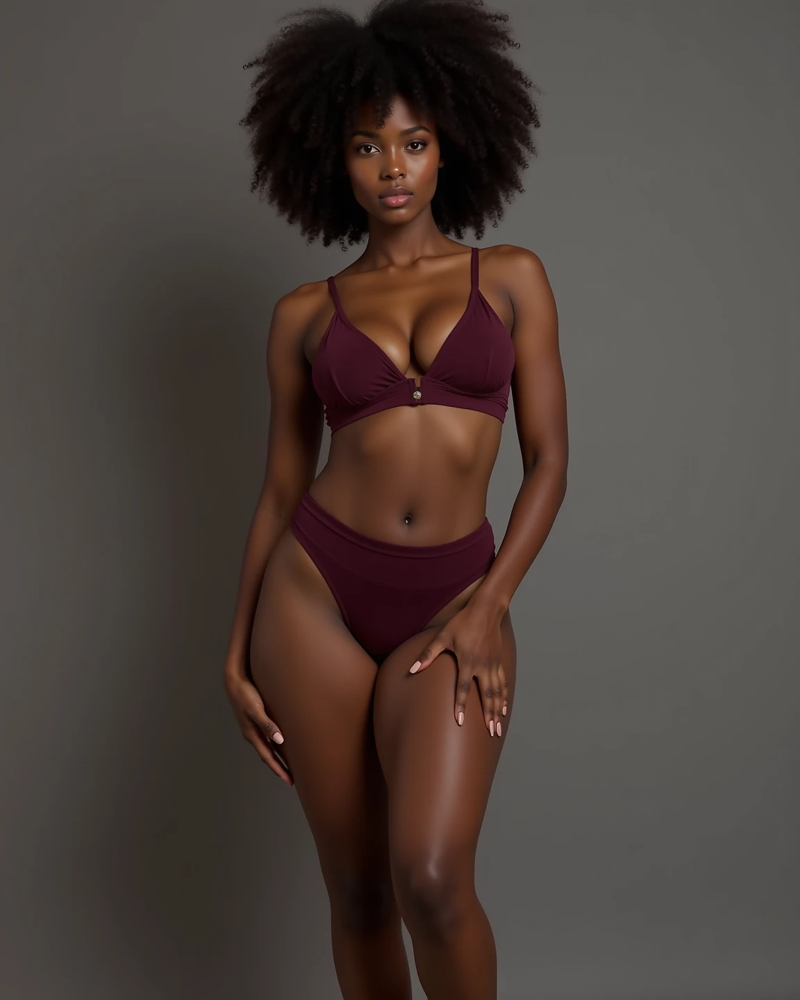 Mulher negra com uma bunda grande de calcinha rebolando
