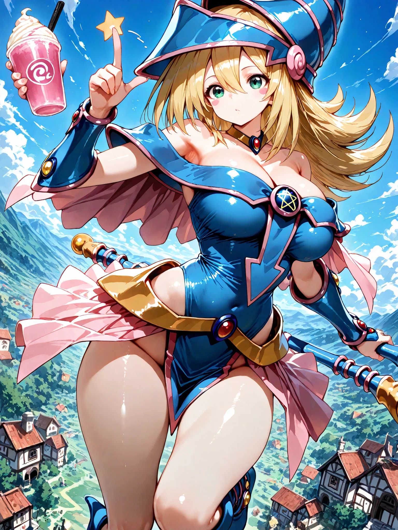 Alone rabbitfolk, fantasy race, large breasts, bard, blue micro bikini, blond hair, yellow rabbit ears, yellow rabbit tail, musical instrument, lute, high boots