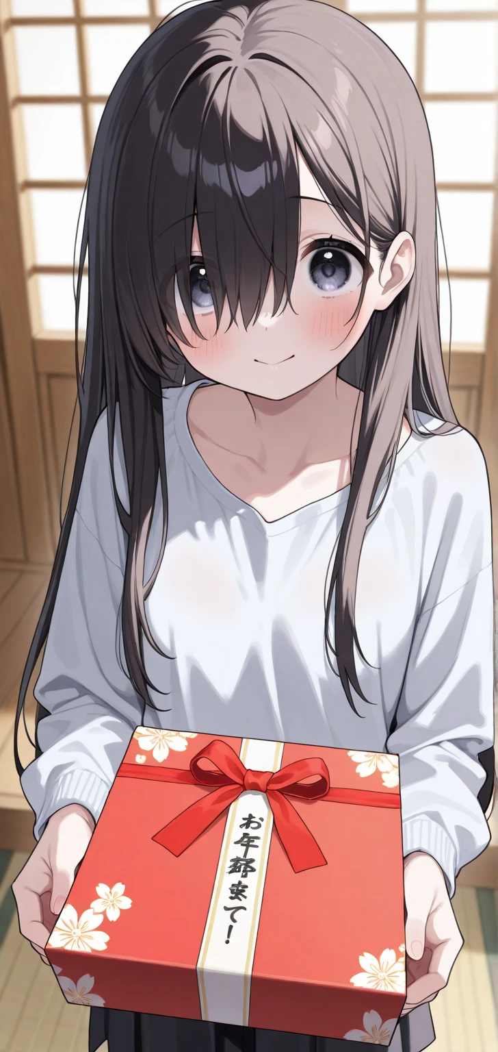 1girl,solo,petite,slender,ichijou hotaru,shiny eyes,normal breasts,blush,food,cake,living room,table,window,curtain,smile,holding present box, stuffed toy,facing viewer,black hair,lip,<lora:better skin typeB-v1:1> <lora:XDetail_light:1> ,,masterpiece,best quality, very aesthetic, absurdres <lora:ichijou_hotaru-animagine-v1:0.7>