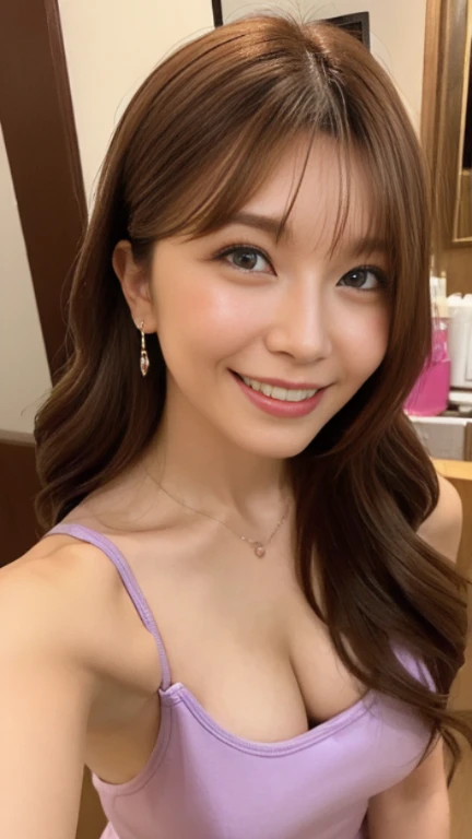 (Highest quality、8k、Award-winning works、Ultra-high resolution)、One beautiful woman、(Wearing a shiny tight swimsuit)、(blonde:1.1)、Bright color contacts、Perfect Makeup、Bright and shiny lipstick、(Very heavy makeup:1.2)、(Deep pink around the eyes:1.1)、Beautiful bright eyeshadow、Heavy makeup around the eyes、(Huge breasts:1.2)、very long wavy hair、(Romantic affection:1.1)、The best smile he had when he saw me、(Many of them emphasize the body line..:1.1)、(Strongly blurred vibrant Harajuku city background:1.1)、(Strongly blurred background:1.1)、Accurate anatomy、(Ultra-high resolutionの完璧な美しい歯:1.1)、Ultra-high definition beauty face、Ultra HD Hair、Ultra HD Shining Eyes、輝くUltra-high resolutionの美肌、Ultra-high resolutionの艶やかな唇, Very detailed, Nose and mouth,Face Focus, Extreme close up of face,Glossy lips with visible lip wrinkles,Perfect Lips