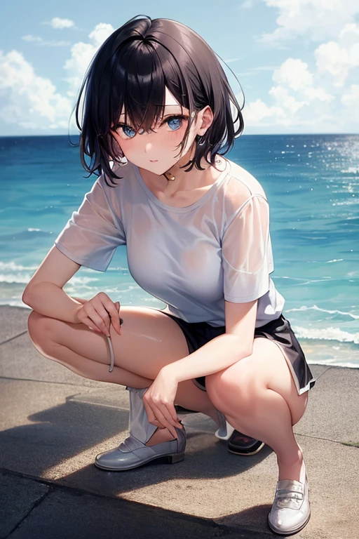 Wet clothes stuck to the skin