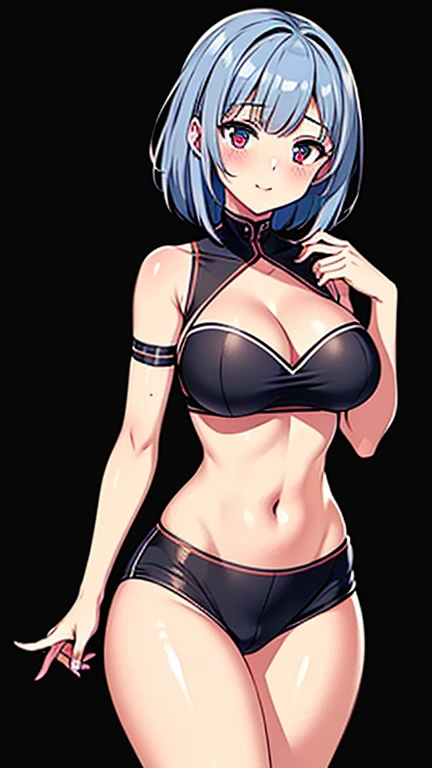 turquoiseblue short hair、Colossal tits、(sexypose:1.4)、(blushed face:1.4)、A smile、put out the tongue、((Heart-shaped pupil))、happily face、Black stockings、perfect anatomia、Older sister who dotes on her brother、((The crotch is wet))