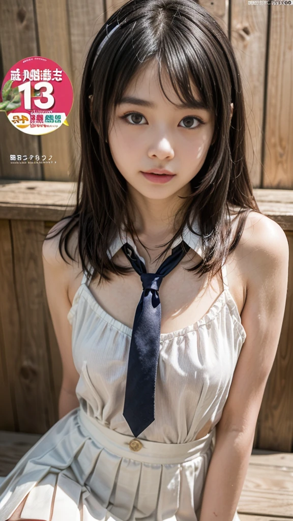 Japanese,Beautiful girl at 6 years old:1.85,Baby Face:1.85、Ultra-flat chest:1.85、Ultra short height、An innocent smile,cute,Primary school students,Private elementary school maid uniform,Summer clothes、clavicle、Skirt flip:1.85、Nipples