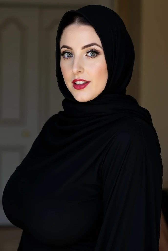 Huge tits angela white, pink latex hijab shiny oiled tits, nipples, lipstick, buxom, clouds, sky, angel wings