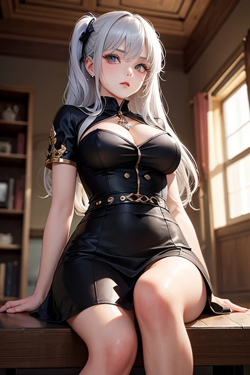 ((masterpiece,  best quality)), (((masterpiece,  best_quality,  highest quality))), (perfect detail,  perfect skin:1.2), (highres), original, extremely detailed 8K wallpaper, (an extremely delicate and beautiful), incredibly_absurdres, intricate detail, distinct_image, extremely intricate, (detailed skin:1.3), best quality:1.2, High definition, intricate details, finely detailed, beautiful detailed, high detailed skin, ((glossy skin)), shiny skin, (white skin:1.3), (pale skin:1.3), (natural light,  ray tracing,  volumetric light), (top quality), (golden-ratio face,  perfect proportioned face,  perfectly beautiful:1.3), (peer proportional face), (peer proportional body,  proportional awesome body:1.3), parted lips, ((presenting)), (perfect anatomy,  correct limb,  correct finger),  (tiny head:1.2),  (large breasts:1.2),  narrow hips,  long hair,  thin legs,  (uniform:1.4)