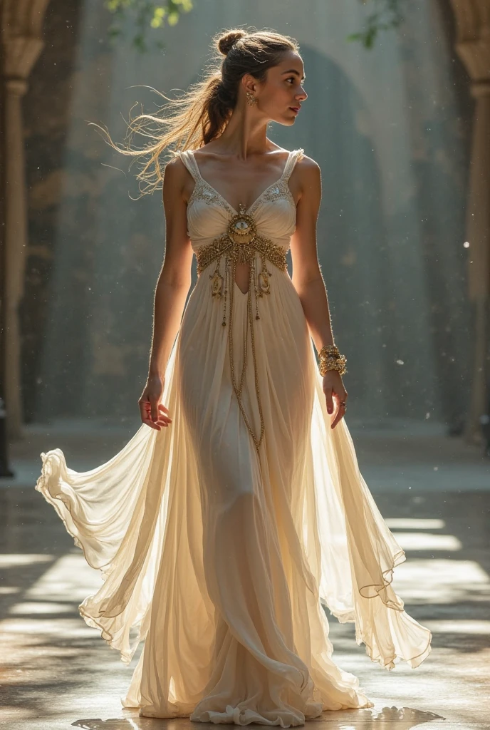 Very beautiful Jupiter goddess, Dress in the style of ancient Greece, whole body
