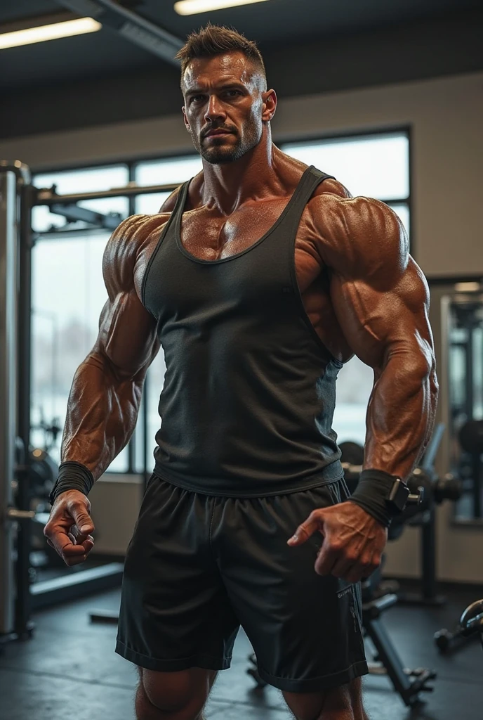 um close de um homem (((yami sukehiro))), huge muscles, big muscles, absurdly huge physique, huge muscles, big muscle, extreme muscles, Very beauthful. big muscles, huge muscles, exaggerated muscular physique, extremamente musculoso, exaggeratedly large physique, Outgoing muscles, big arms, exaggerated muscles, a muscular, exaggerated physique, and showing muscular armpits hairy bodybuilders showing