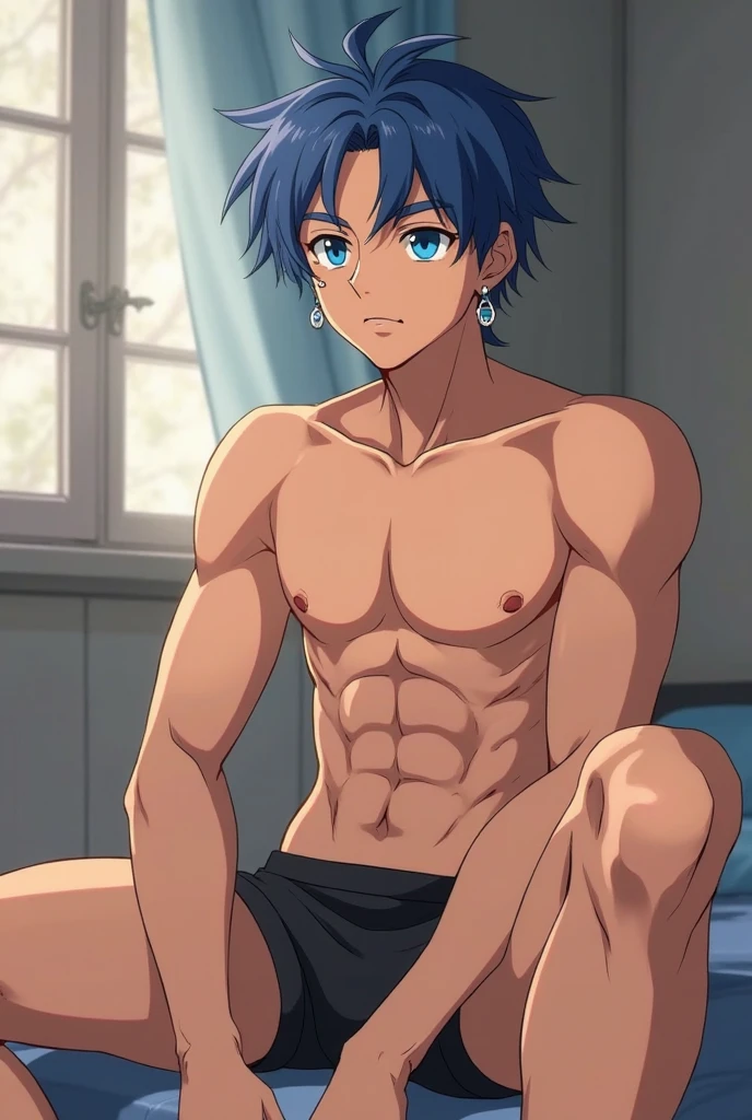 Kakashi Hatake, 80s tv anime image, handsome muscular shirtless swimmer guy, perfect body, full body, dark emerald and gold, ((best quality)), ((masterpiece)), (detailed), perfect face