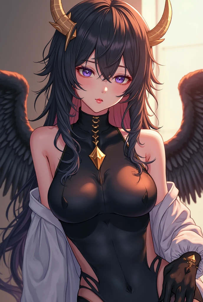 BREAK looking at viewer, BREAK (masterpiece:1.2), best quality, high resolution, unity 8k wallpaper, (illustration:0.8), (beautiful detailed eyes:1.6), extremely detailed face, perfect lighting, extremely detailed CG, (perfect hands, perfect anatomy),church,benches,icons,candles,crosses,night,dark atmosphere,low light,albedo, ahoge, black hair, horns, long hair, (yellow eyes:1.5),skinny fit,
bare shoulders, belt, black wings, collarbone, dress, feathered wings, frills, long sleeves,necklace, off shoulder, off-shoulder sweater, sweater, sweater dress, thigh strap, white sweater, wings, wrist ribbon, thighs,maniac smile,stockings,medium breast,spread legs,showing panties.