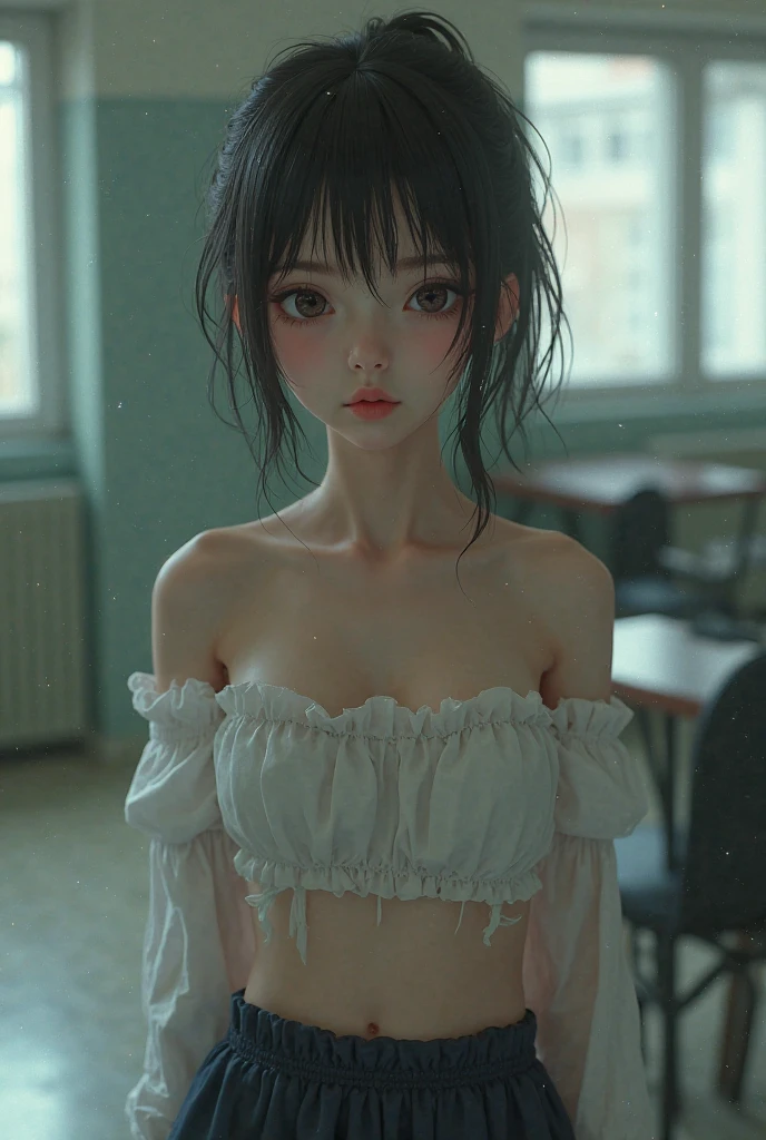 (best quality), (masterpiece), (highres), original, extremely detailed 8K wallpaper, (an extremely delicate), Best quality, masterpiece, (((disgusted and unhappy expression))), (((disgusted face, unhappy face))), Frown, ultra high res, (photorealistic:1.4), raw photo, street photography, photo of a Taiwanese young girl, She play with her own breasts, sweat, sweaty body, (sheer fabric:1.25)(loose:1.5)lace strapless dress, (((big)saggy breasts)), (bare breasts), (((erect nipple))), ((areolas)), (Korean(kpop idol)), ((puffy eyes)), deep shadow, low key, cold light, deep contrast, bokeh, depth of field, below angle, low angle, (looking at viewer, softly smiling), a photo of a inside a subway, neoism, background crowds, people in backgrounds, ((upper body)), ((straight photo)), exposure blend, medium shot, bokeh, (hdr:1.4), high contrast, (cinematic, teal and orange:0.85), (muted colors, soothing tones:1.3), low saturation, (hyperdetailed:1.2), (nsfw:1.07),