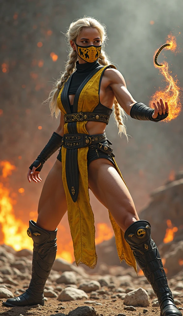 Super Saiyan Girl、masterpiece、high quality、High resolution、Japanese、woman、cute、young、Muscular、There is a golden aura、whole body、Anatomically correct、Black Background
